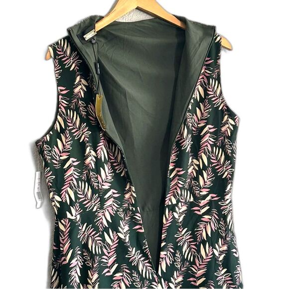 NWT Alexia Admor Veronica Dress Sz 12 Midi Mock Neck ALine Sleeveless Green Palm - Picture 10 of 10